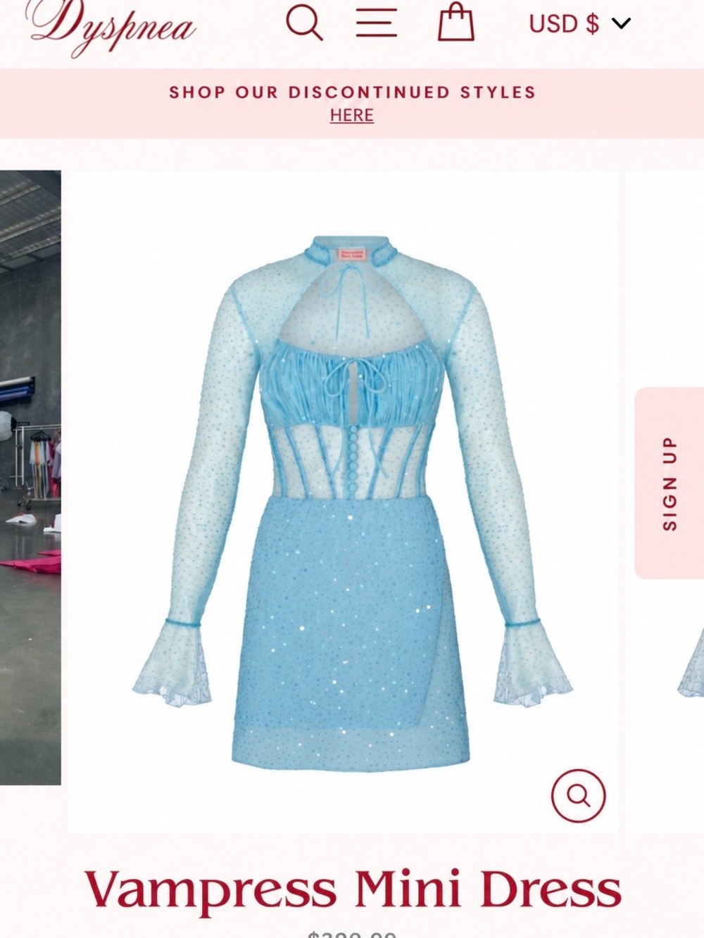 Dysphnea Vampress Mini Dress in Baby Blue